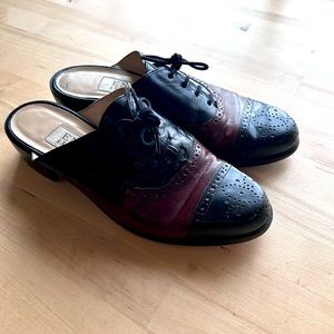 Vintage Leather Brogue Mules